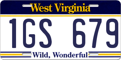 WV license plate 1GS679