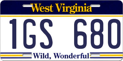 WV license plate 1GS680