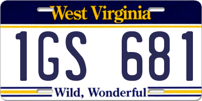 WV license plate 1GS681