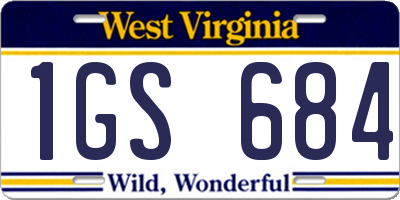 WV license plate 1GS684