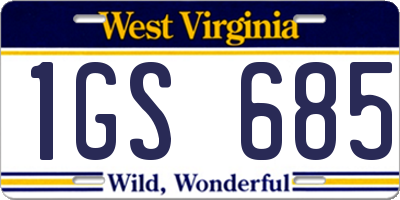 WV license plate 1GS685