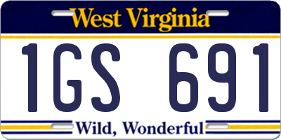WV license plate 1GS691