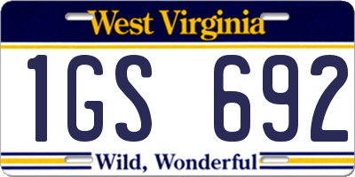 WV license plate 1GS692