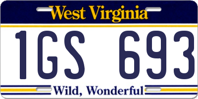 WV license plate 1GS693