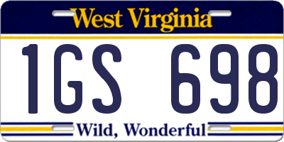 WV license plate 1GS698