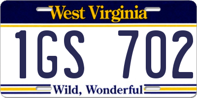WV license plate 1GS702