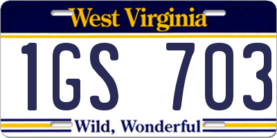 WV license plate 1GS703