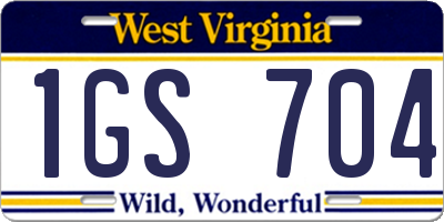 WV license plate 1GS704