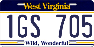 WV license plate 1GS705