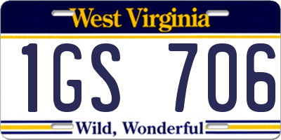 WV license plate 1GS706