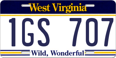 WV license plate 1GS707