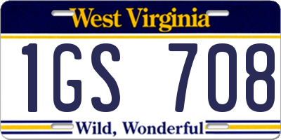 WV license plate 1GS708
