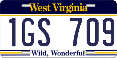 WV license plate 1GS709