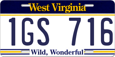 WV license plate 1GS716