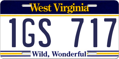 WV license plate 1GS717