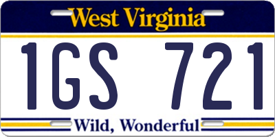 WV license plate 1GS721