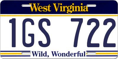 WV license plate 1GS722