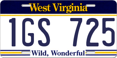 WV license plate 1GS725