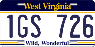 WV license plate 1GS726