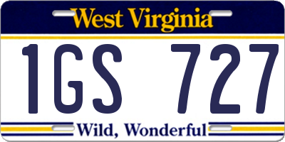 WV license plate 1GS727