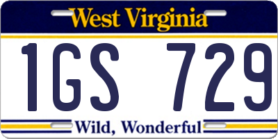 WV license plate 1GS729