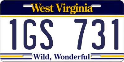 WV license plate 1GS731