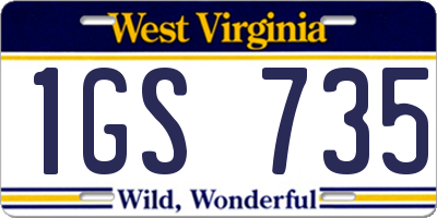 WV license plate 1GS735
