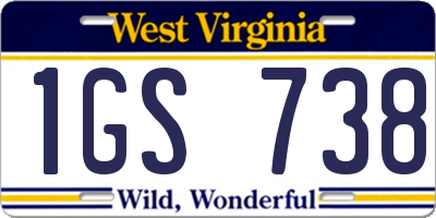 WV license plate 1GS738