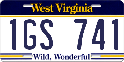 WV license plate 1GS741