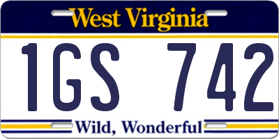 WV license plate 1GS742