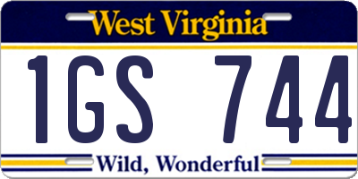 WV license plate 1GS744