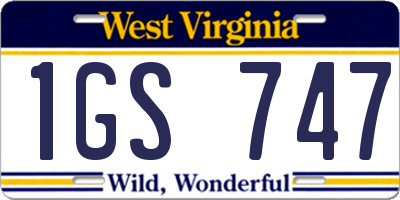 WV license plate 1GS747