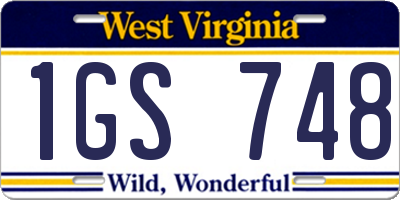 WV license plate 1GS748