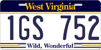 WV license plate 1GS752