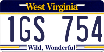 WV license plate 1GS754