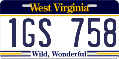 WV license plate 1GS758