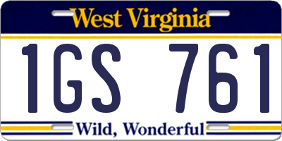 WV license plate 1GS761