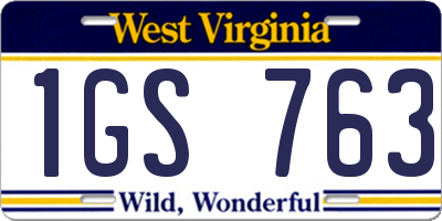 WV license plate 1GS763