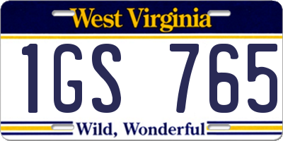 WV license plate 1GS765