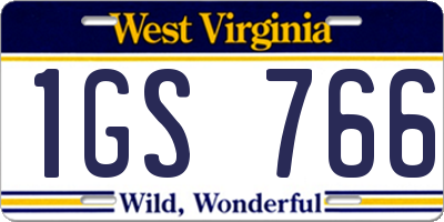 WV license plate 1GS766