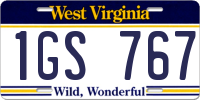 WV license plate 1GS767