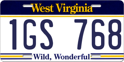 WV license plate 1GS768