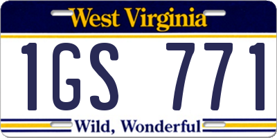 WV license plate 1GS771