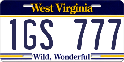 WV license plate 1GS777