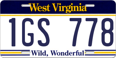 WV license plate 1GS778