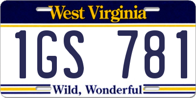 WV license plate 1GS781