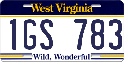 WV license plate 1GS783