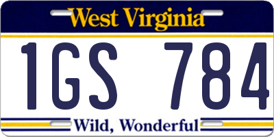 WV license plate 1GS784