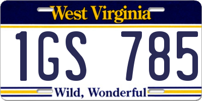 WV license plate 1GS785