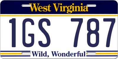 WV license plate 1GS787
